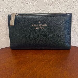 New Kate Spade Leila Small Slim Bifold Wallet Black